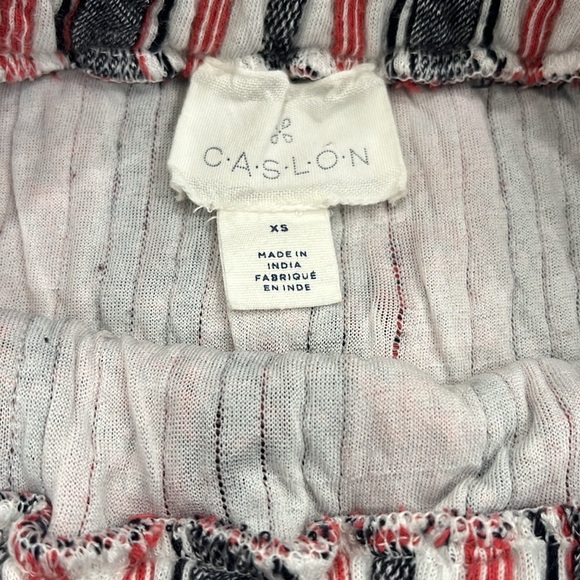 Caslon | Drawstring Waist Quilted Mini Skirt | Red, Black, White Striped | XS - Picture 3 of 8